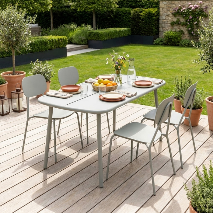 Table de jardin aluminium + 4 assises AVELIA