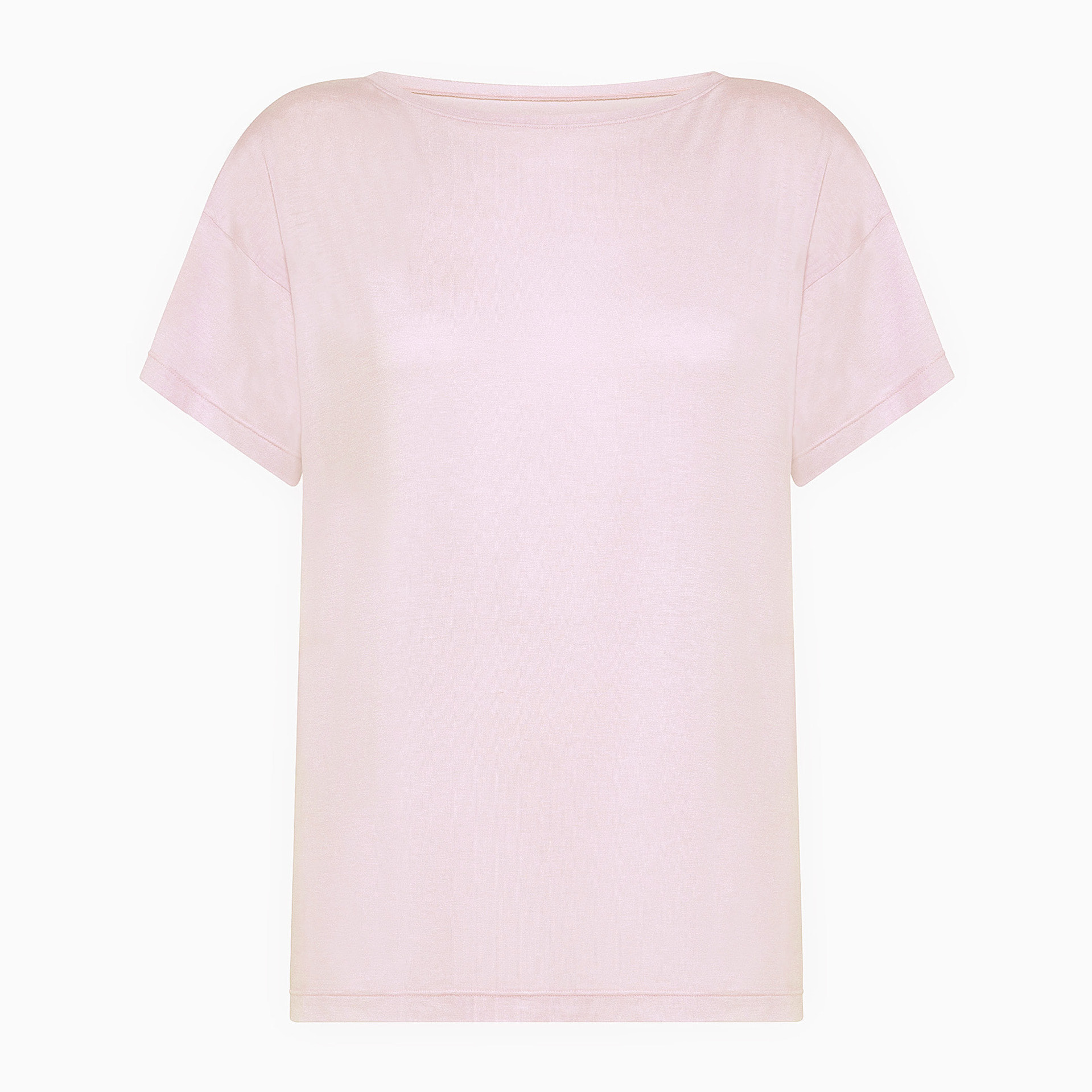 Maglia manica corta scollo barchetta in viscosa sostenibile vestibilità over