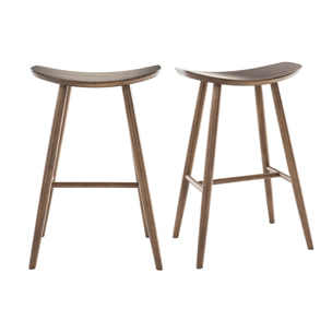 Tabourets de bar design noyer H72 cm (lot de 2) DEMORY