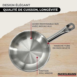Batterie de cuisine avec 2 poêles 20/28 cm et 2 faitouts 20/24 cm avec 1 ustensiles de cuisine Fackelmann Etherna