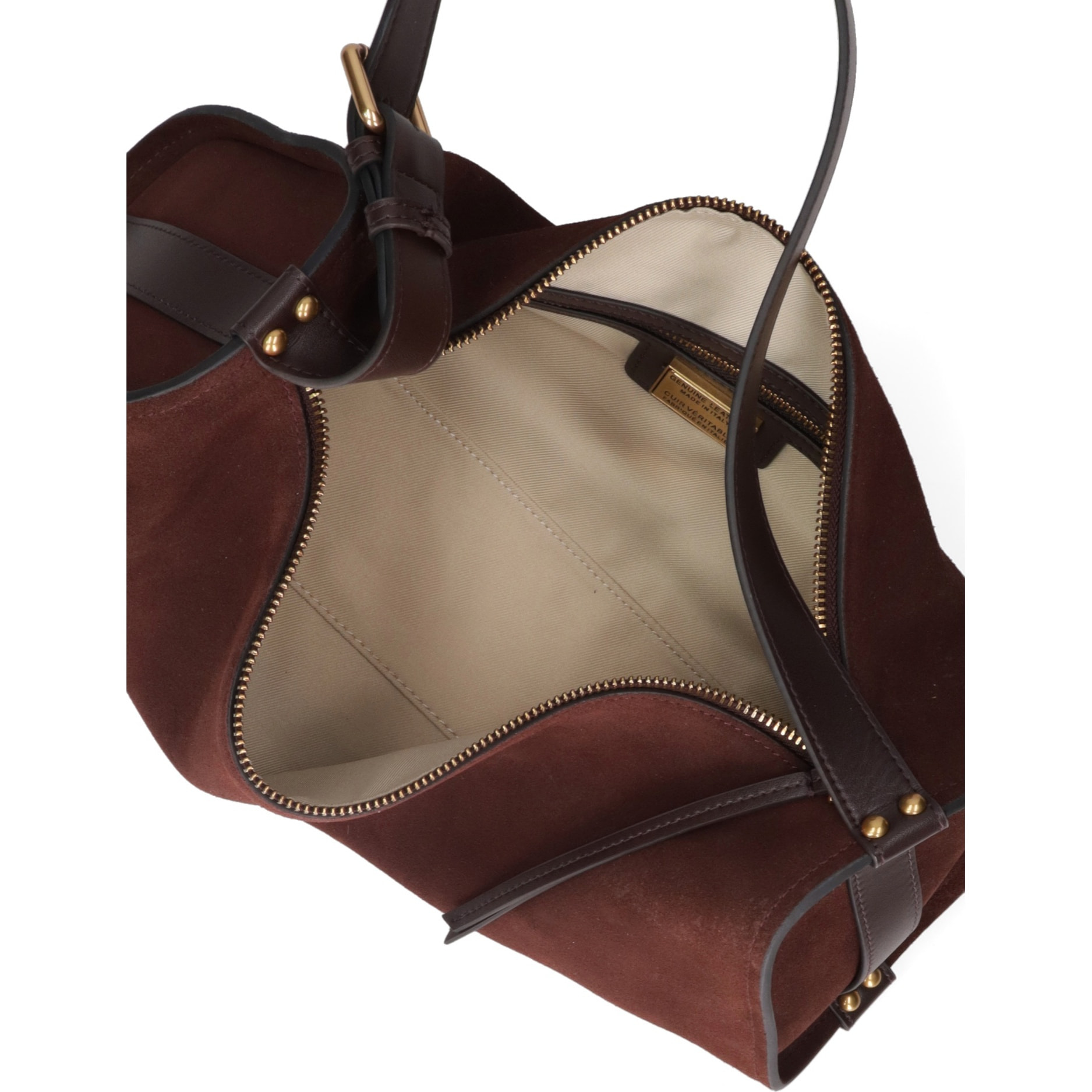 Borsa a spalla da donna Made in Italy - Valoria Chic - Pelle scamosciata - 35.0 x 14.0 x 10.0 cm