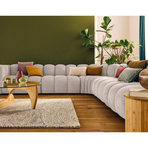 Debbie - canapé modulable d'angle droit 5 places en tissu texturé - Beige