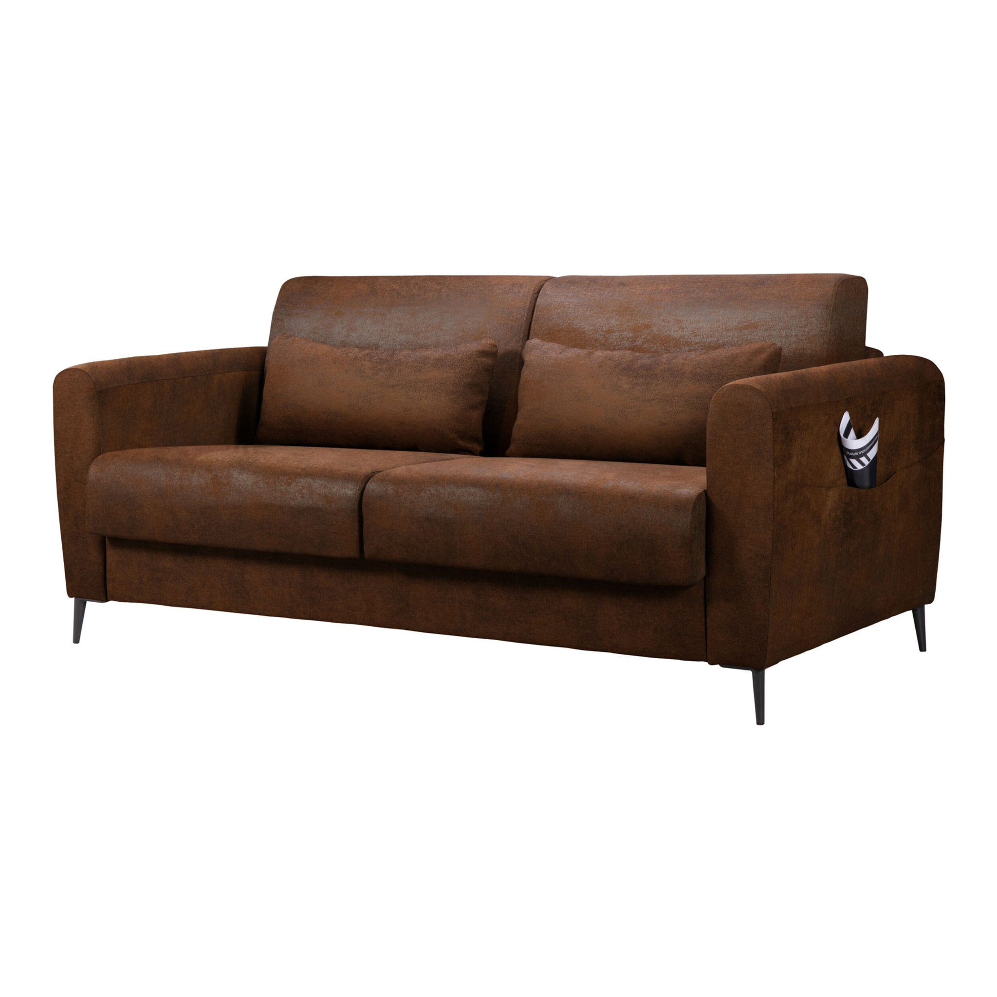 Allan - canapé lit 3 places convertible express couchage quotidien 140 cm matelas 12 cm en microfibre - Marron