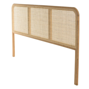 AMY - Tête de lit en bois de mindi et rotin naturel pour lits 160/180cm AMY