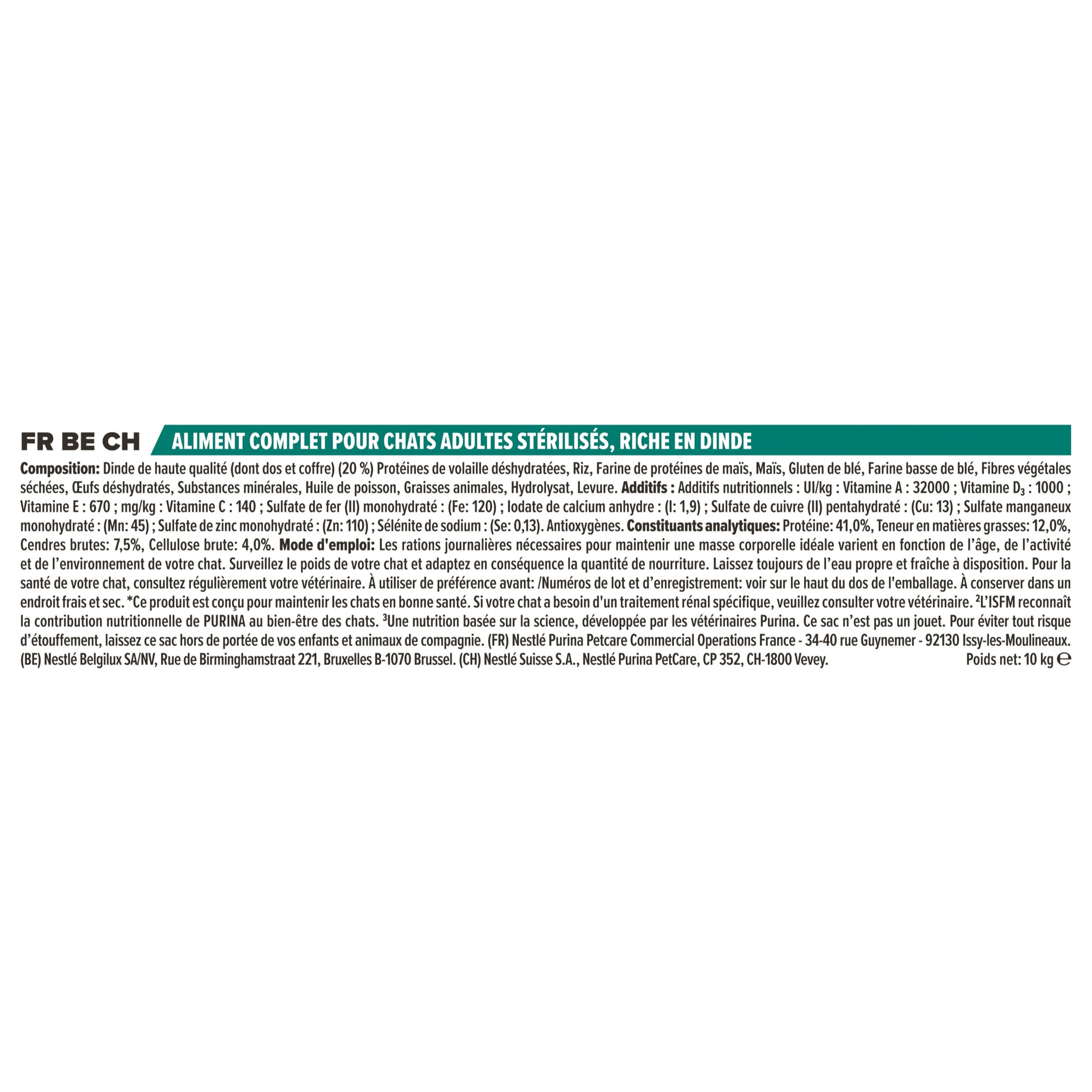 PURINA PRO PLAN Sterilised Adult 1+ RENAL PLUS, Riche en Dinde