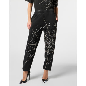 PHILIPP PLEIN Washed Joggers Spiderweb Strass