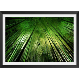 Affiche nature forêt de bambous à kyoto Affiche + cadre en bois - Noir