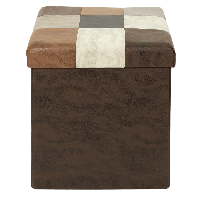 Coffre Pouf Pliable Patchwork Pu M4