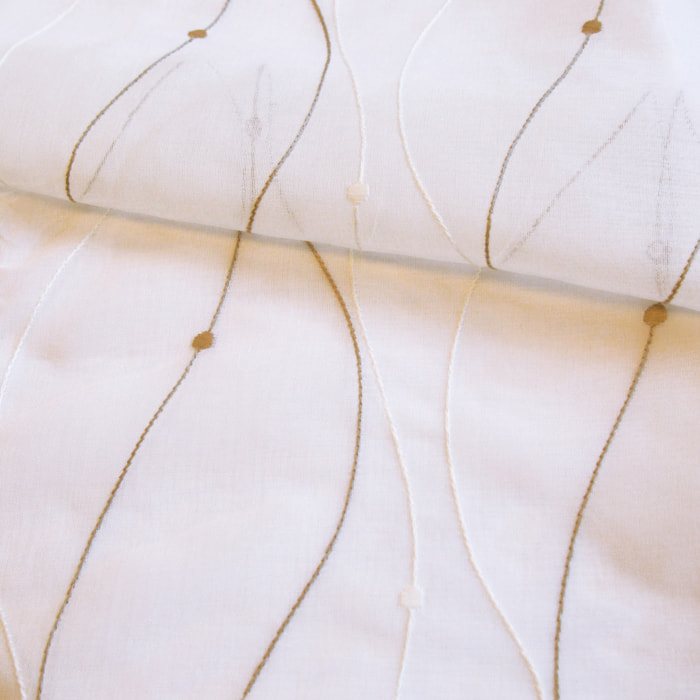 Paire de voilages brodée vague pour fenêtre - Beige