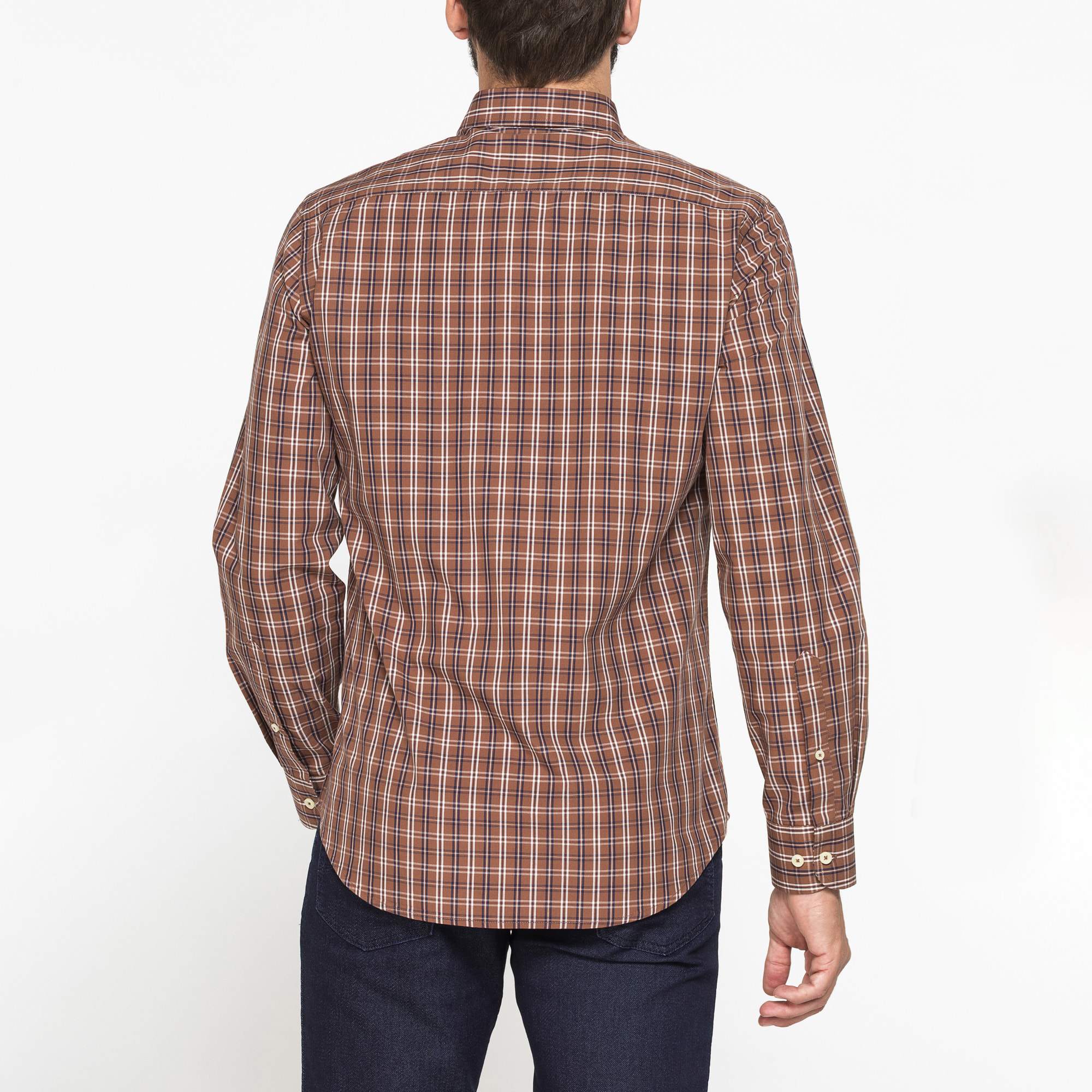 CAMICIA FANTASIA TINTO FILO CON COLLO BUTTON-DOWN