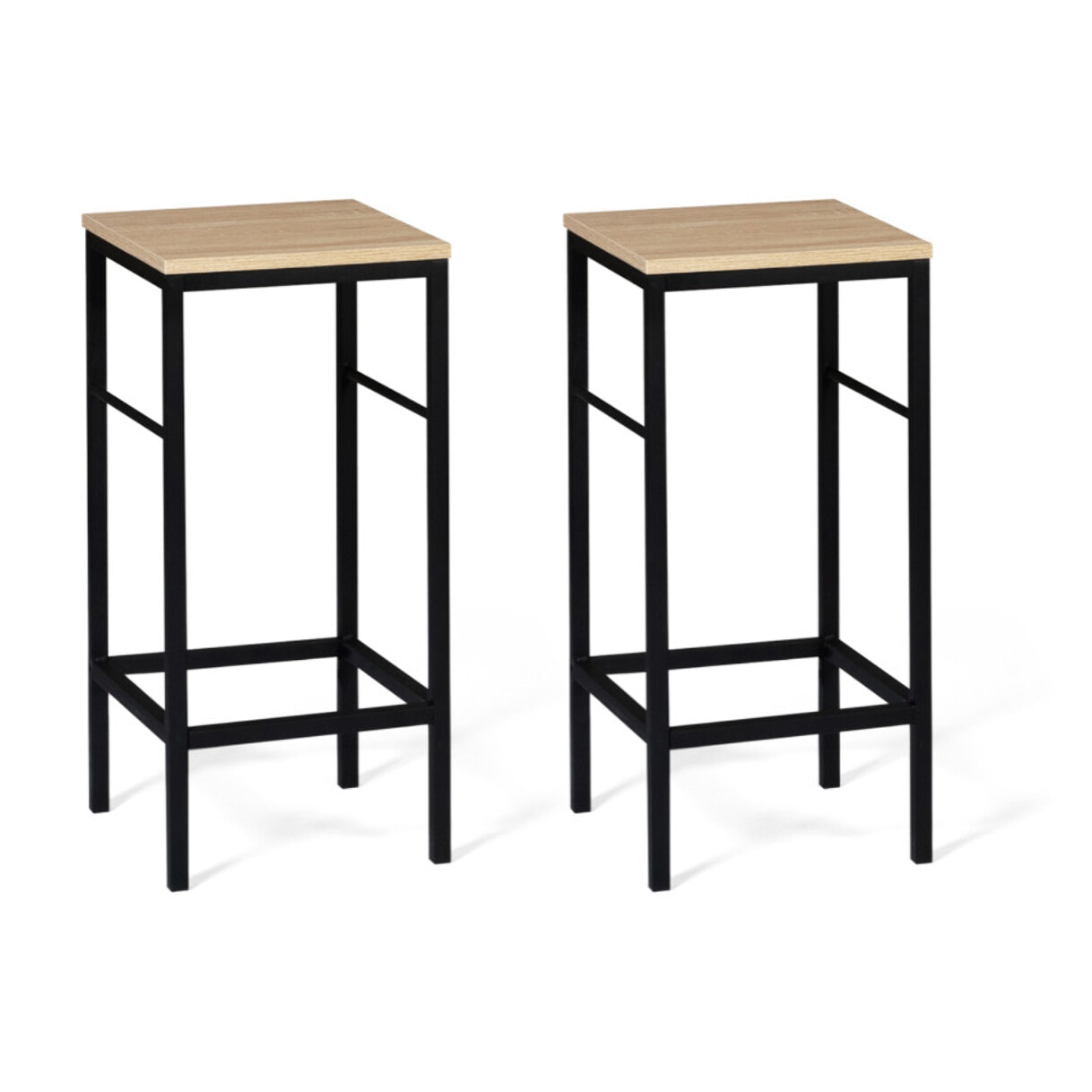 Tabourets de bar Memphis assise en bois et pieds métal