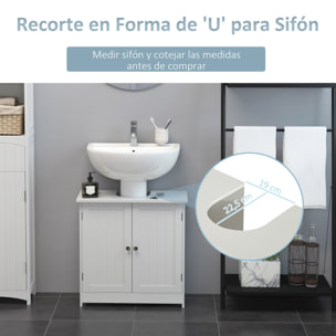 Mueble Armario para Debajo del Lavabo con 2 Puertas para Cuarto de Baño o WC