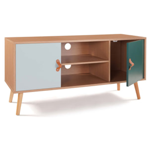 Meuble TV Aria 2 portes vert clair et foncé L113cm