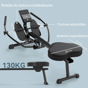 Máquina de Remo para Casa, 12 Niveles de Resistencia Hidráulica, Máquina de Remo con Pantalla LCD, para Entrenaminto de Fitness, en Hogar Gimnasio, Carga 130 kg, Negro