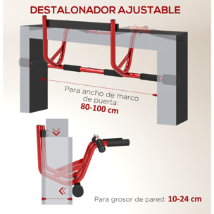 Barra de Dominadas Multifuncional Barra de Dominadas de Pared Carga 150 kg para Ejercicio y Entrenamiento en Casa Gimnasio Rojo y Negro