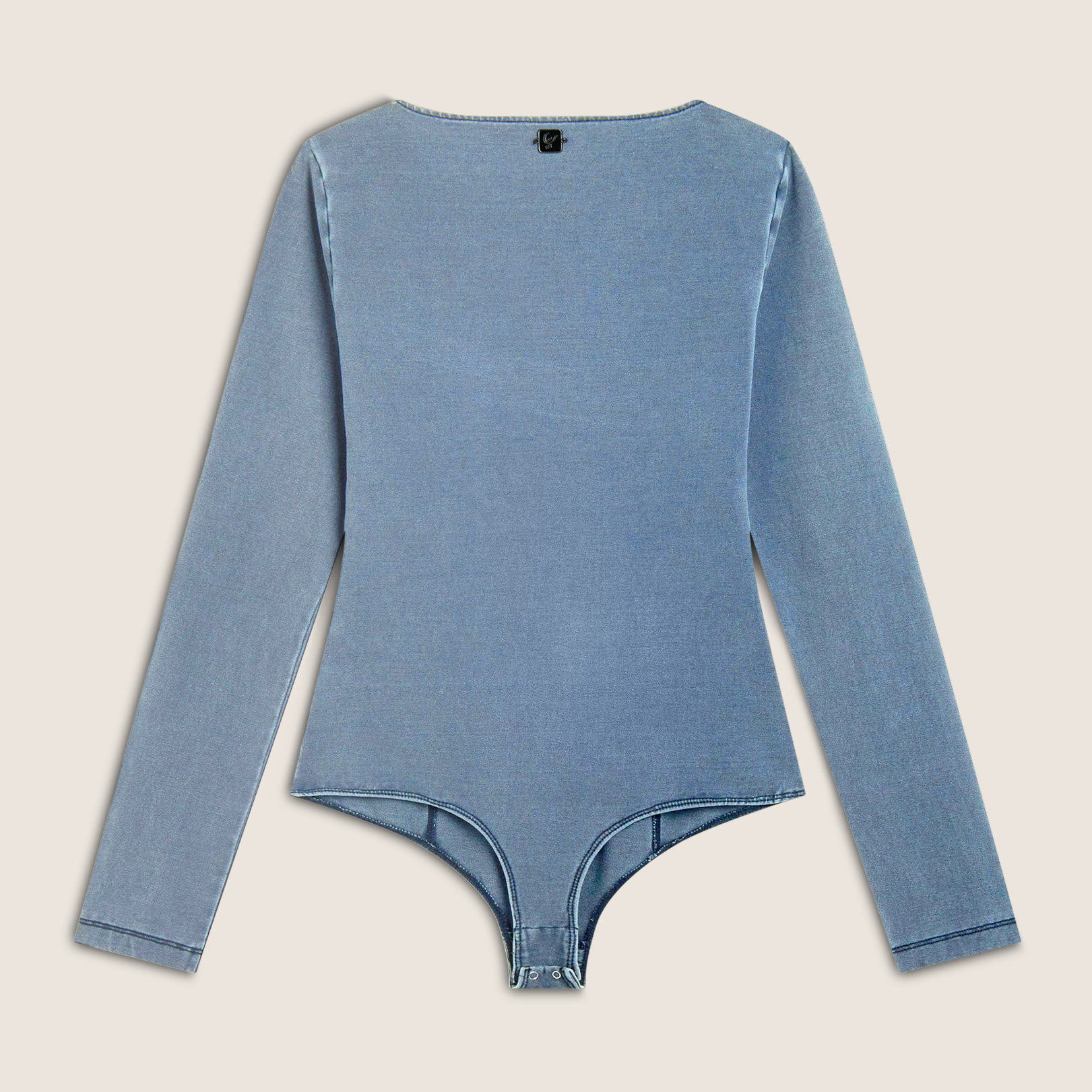 Body scollo quadrato in jersey effetto denim