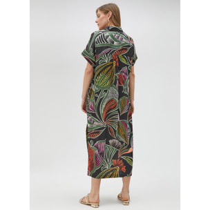 Vestito chemisier stampa tropicale