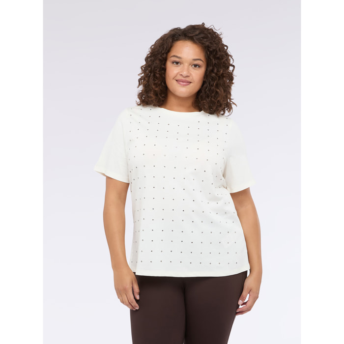 Fiorella Rubino - Camiseta de jersey con tachuelas - Blanco