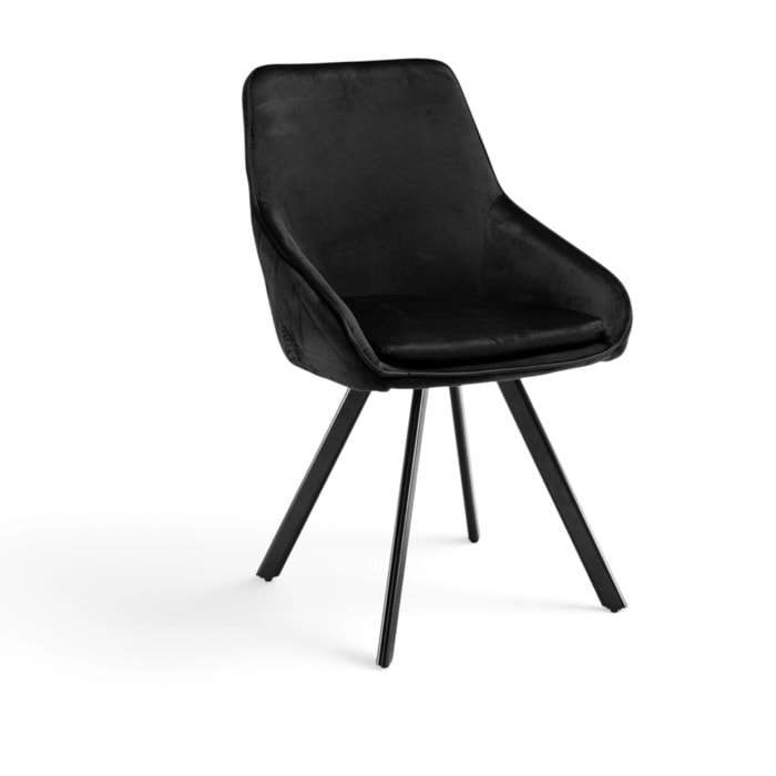 Set di 2 sedie TOLEDO in tessuto effetto velluto nero e gambe nere