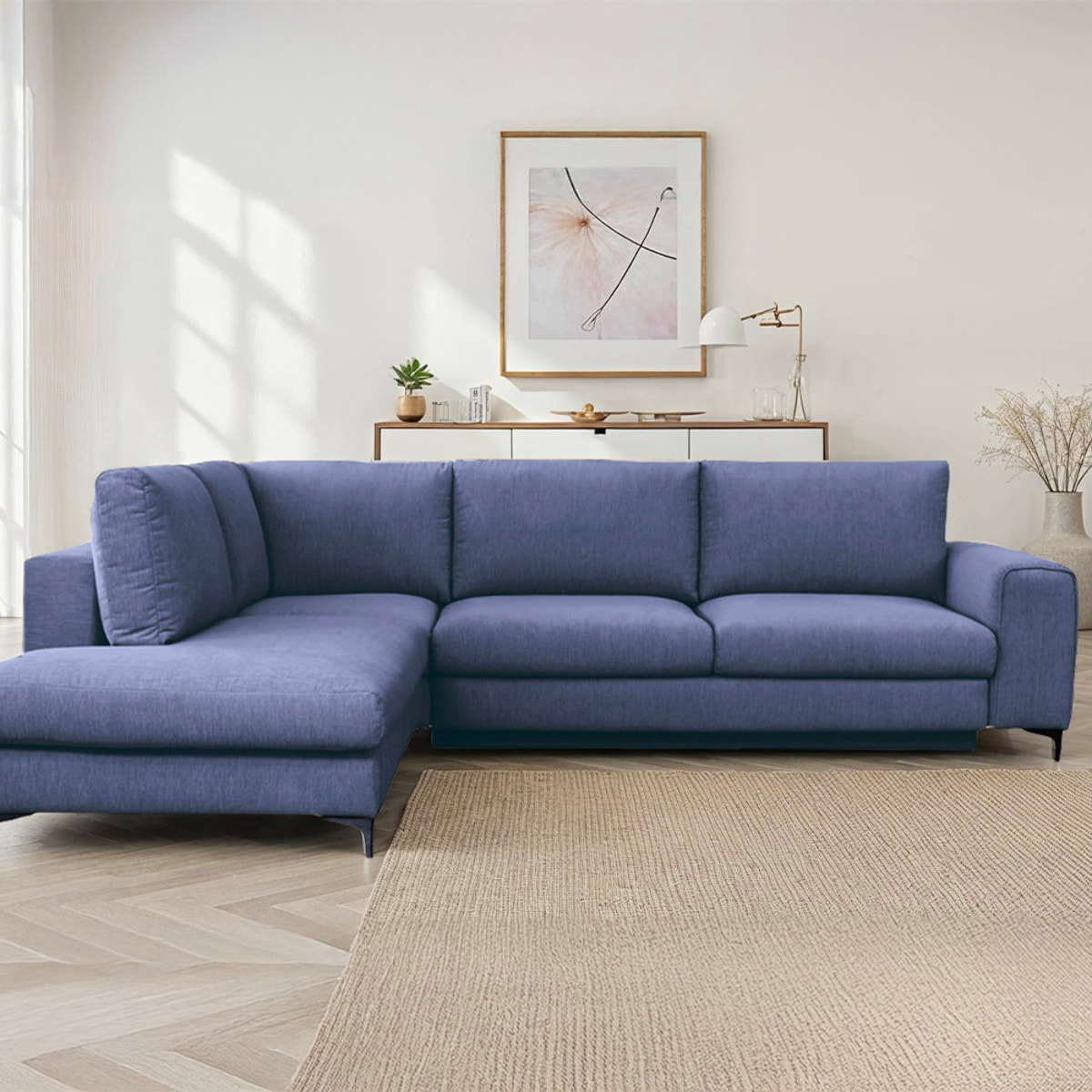 Canapé d'Angle Gauche Tissu Fiesole, 3 Places, Couchage Intégré, Coffre de Rangement, Housse Déhoussable