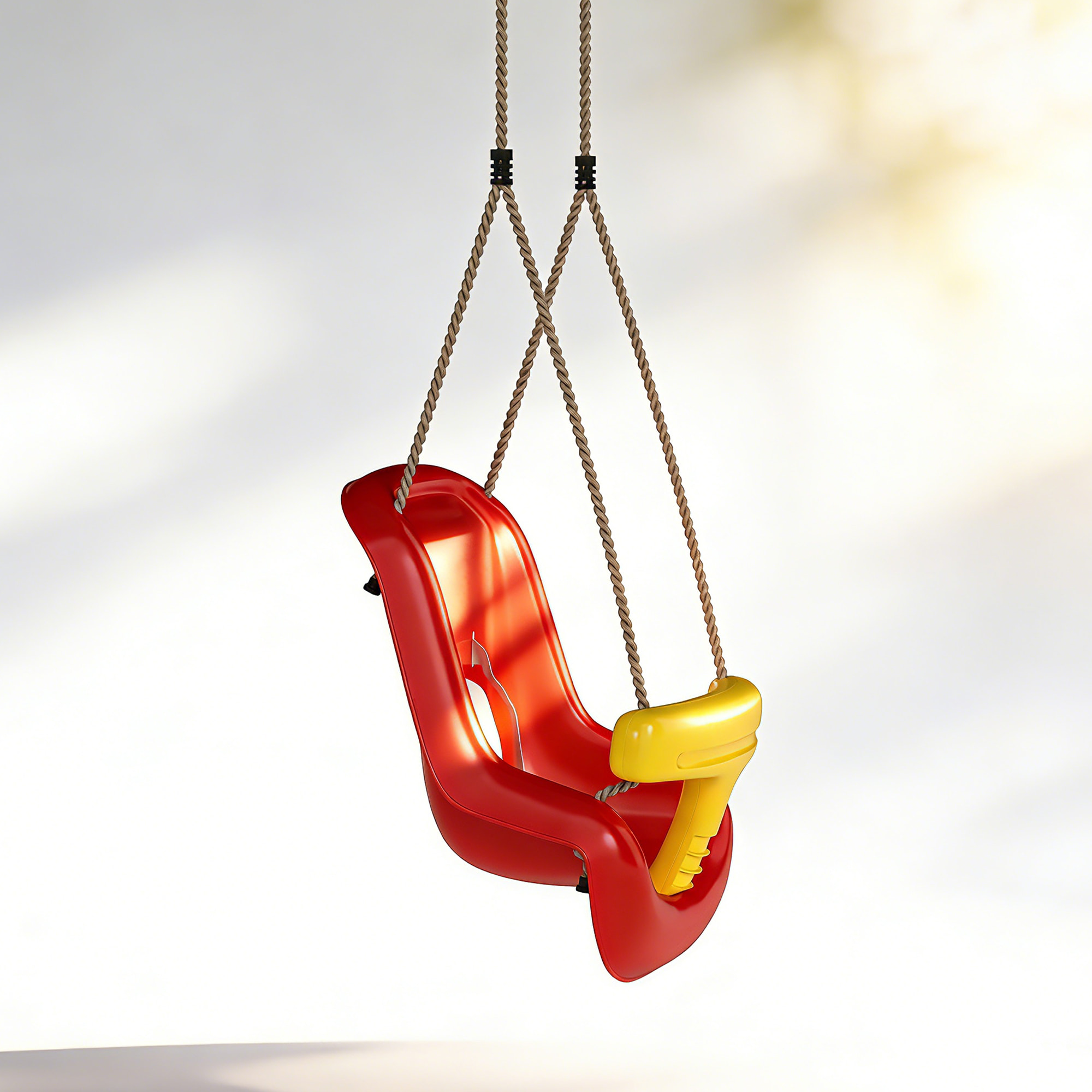 Columpio Infantil, Columpio para Niños, Cuerda Ajustable, con Respaldo Alto, Barandilla de Seguridad en T, para Interior, Exterior, Rojo