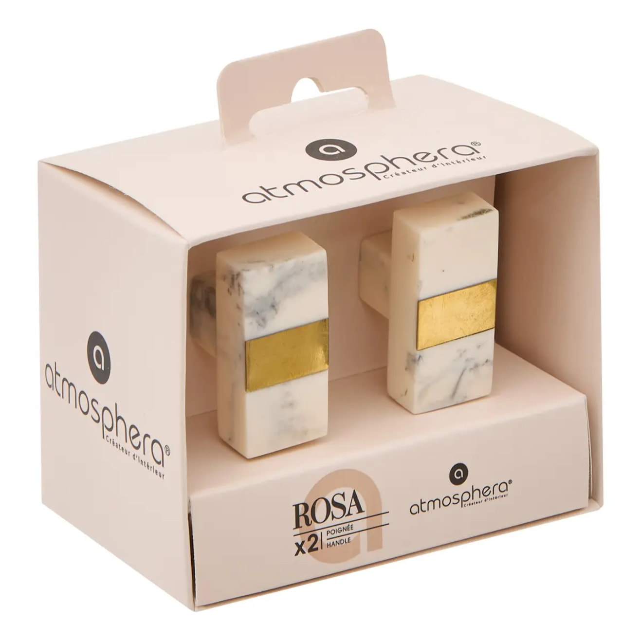 Lot de 2 boutons de meuble Rosa effet marbre