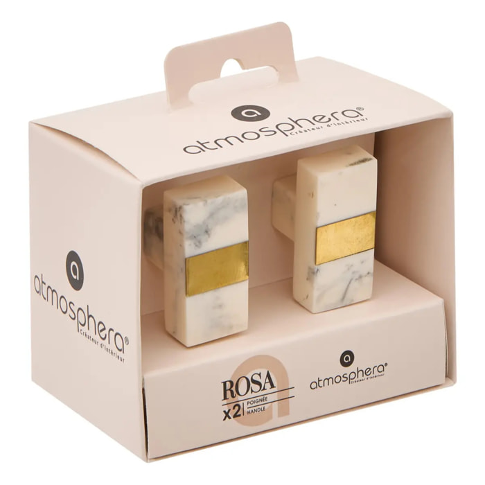 Lot de 2 boutons de meuble Rosa effet marbre