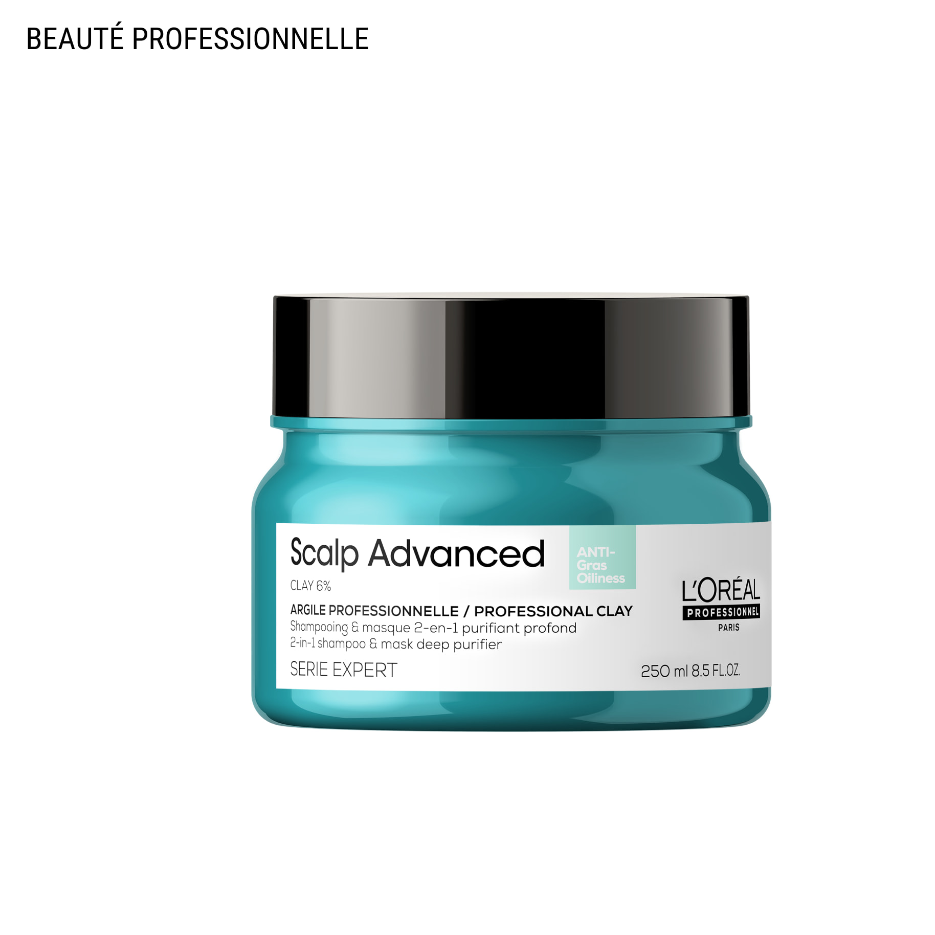 Shampoing Masque 2-en-1 Anti-Gras à l'Argile Purifiant Scalp Advanced 250ml - Serie Expert