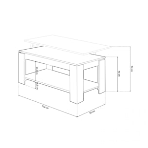 Mesa de centro elevable Lya Blanco Artik (Blanco Mate) - Óxido