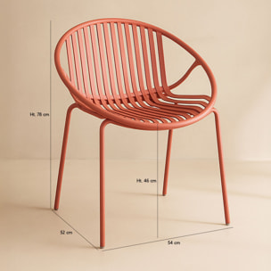 Lot de 4 fauteuils de table extérieur brique en polypropylène et métal CALYPSO