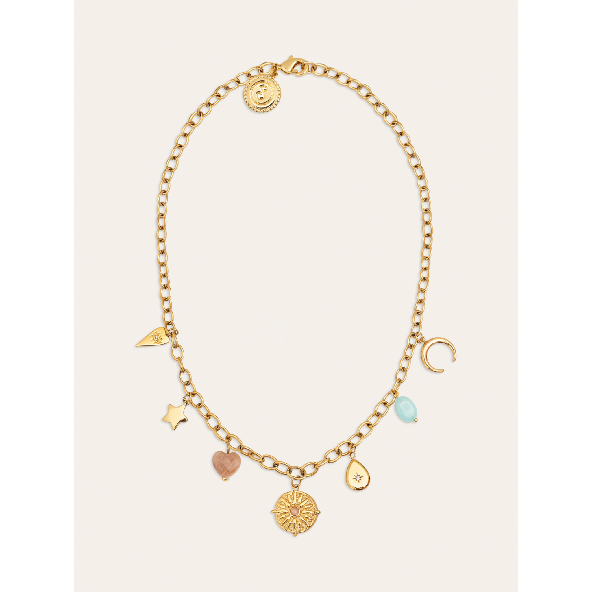 Collana Multicharms Soleil  in Acciaio Placcato Oro