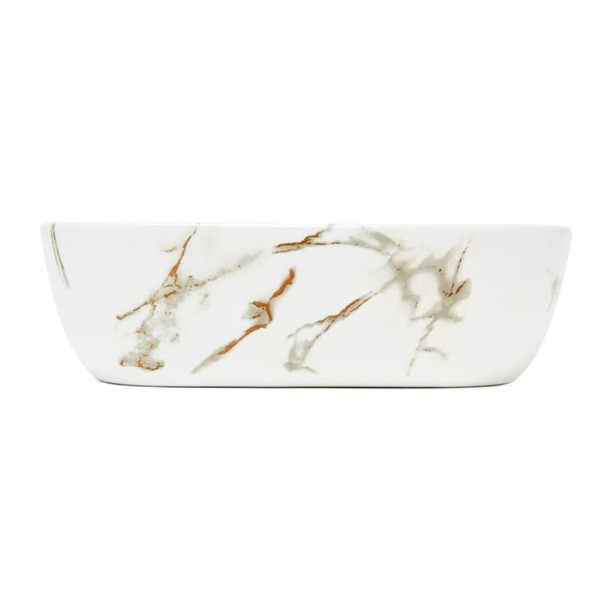 Vasque à poser 45,5 x 32,5 cm en céramique marbre blanc doré sans trop-plein SAT Infinitio (SATINF4532MR)