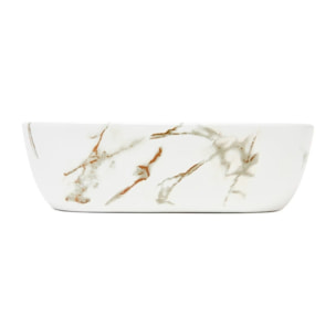 Vasque à poser 45,5 x 32,5 cm en céramique marbre blanc doré sans trop-plein SAT Infinitio (SATINF4532MR)