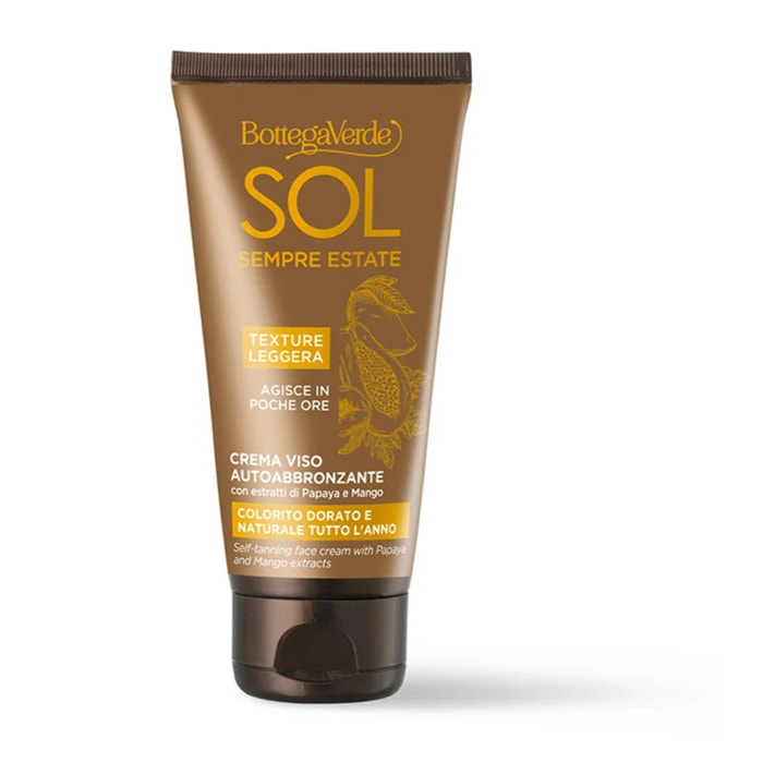 SOL Sempre Estate - Crema viso autoabbronzante con estratti di Papaya e Mango -  colorito dorato e naturale tutto l'anno