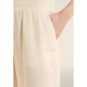 Pantaloni Sportivi Cropped con gamba Wide Leg e strass