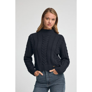 Maglione blu marino Serena a maglia grossa