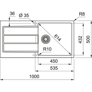 Sirius 2.0 S2D 611-100 Tectonite évier à encastrer 1 bac XL avec égouttoir Blanc