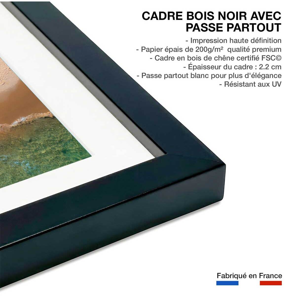 Poster cherry sun Affiche + cadre en bois - Noir