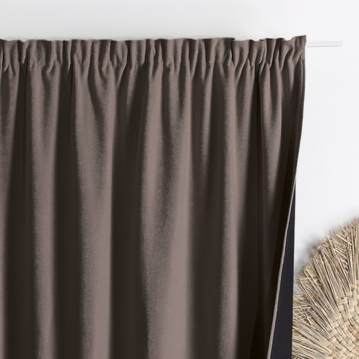 Rideau thermique phonique et semi occultant à galons fronceurs KONFOR - Taupe