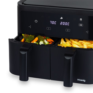 Freidora de aire FRY900 H.Koenig 2x4,5L, 8 programas, 2400W