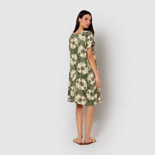 Vestido corto bambula detalles plisados dugan vercacería