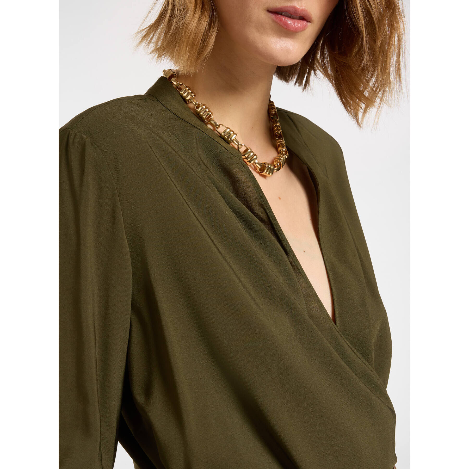 Elena Mirò - Blusa con arricciature - Verde militare