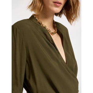 Elena Mirò - Blusa con arricciature - Verde militare