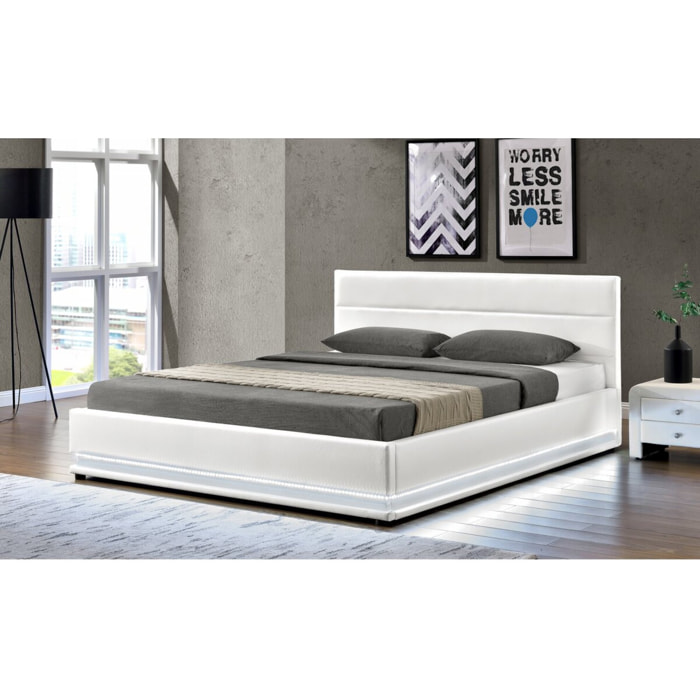 Lit LED avec coffre "Anastasia" - 160 x 200 cm - Blanc