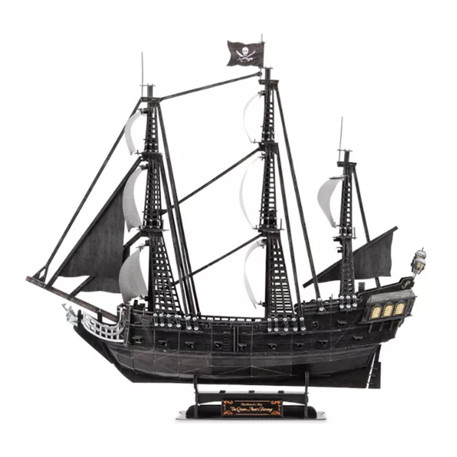 Puzzle 3D buque LA PERLA NEGRA con luces LED. 50,4*19*43 cms, 111 piezas.