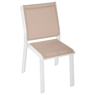 Chaise de jardin empilable "Essentia" lin & blanc en aluminium traité époxy