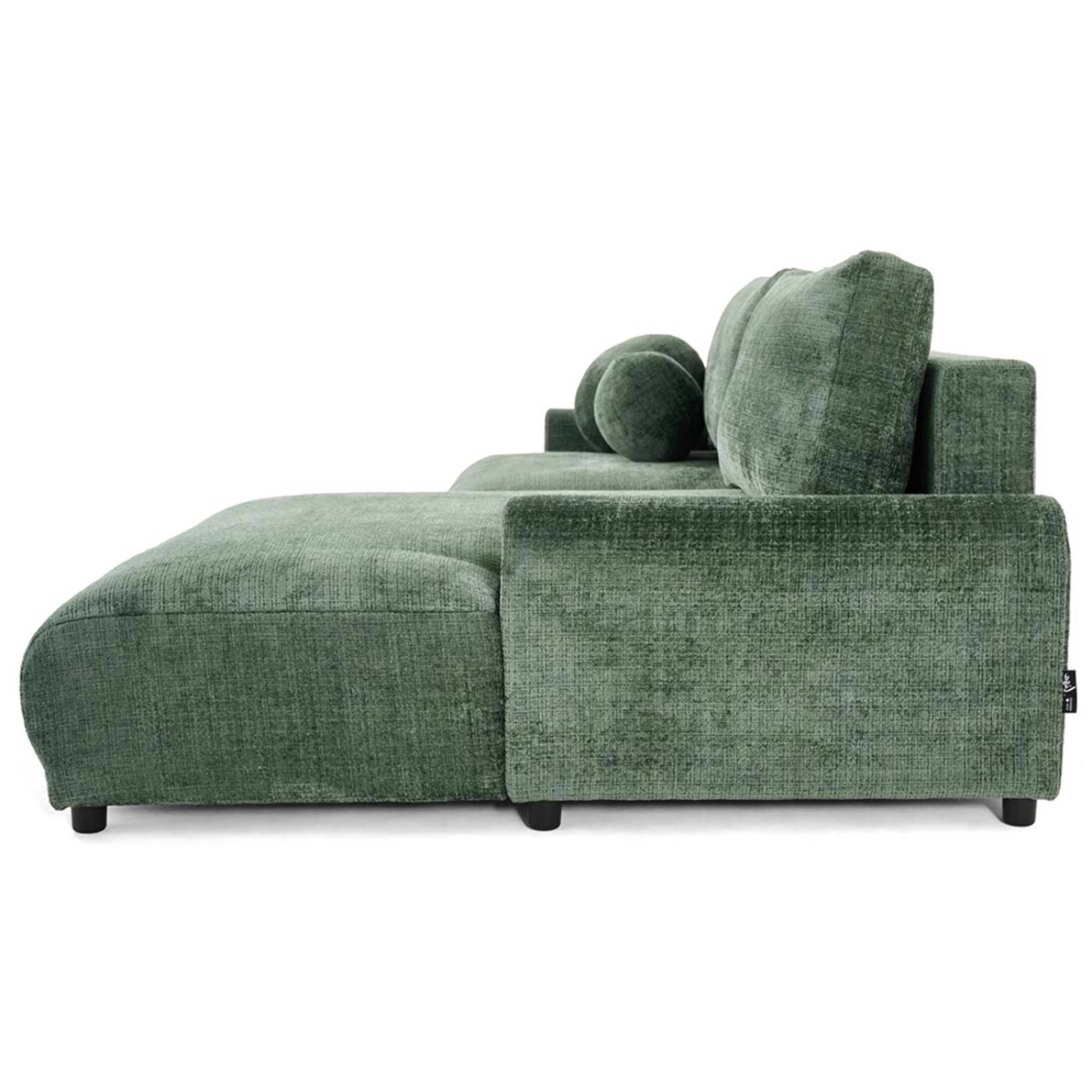 Nelly - canapé d'angle droit 4 places convertible avec coffre en velours texturé - Vert