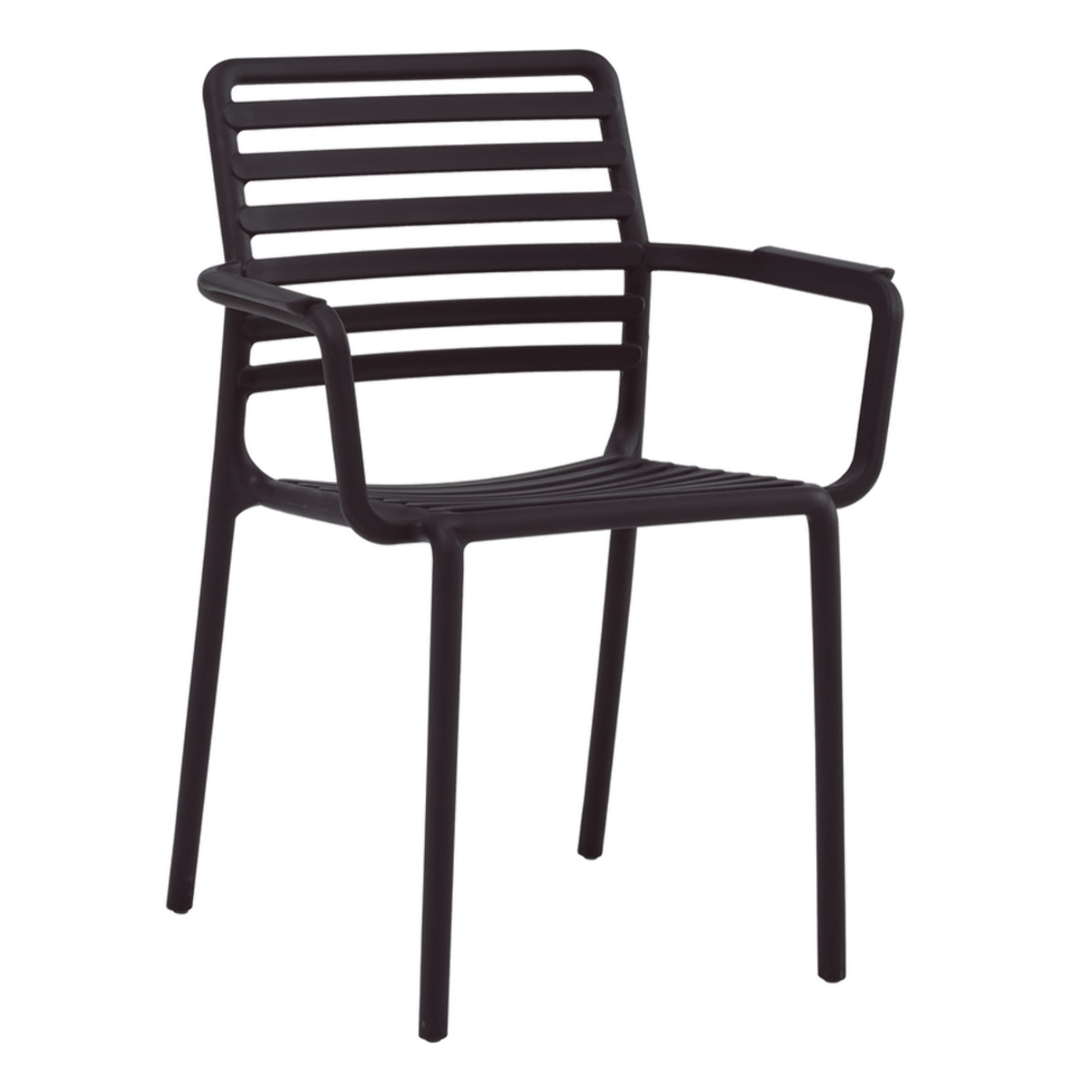 Set da 4 sedie da giardino nere in polipropilene con braccioli – Tago