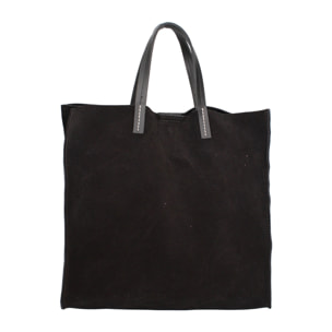 Borsa a mano da donna Made in Italy - Modello Novara Lux - Pelle Scamosciata - 34.5 x 32.0 x 17.0 cm