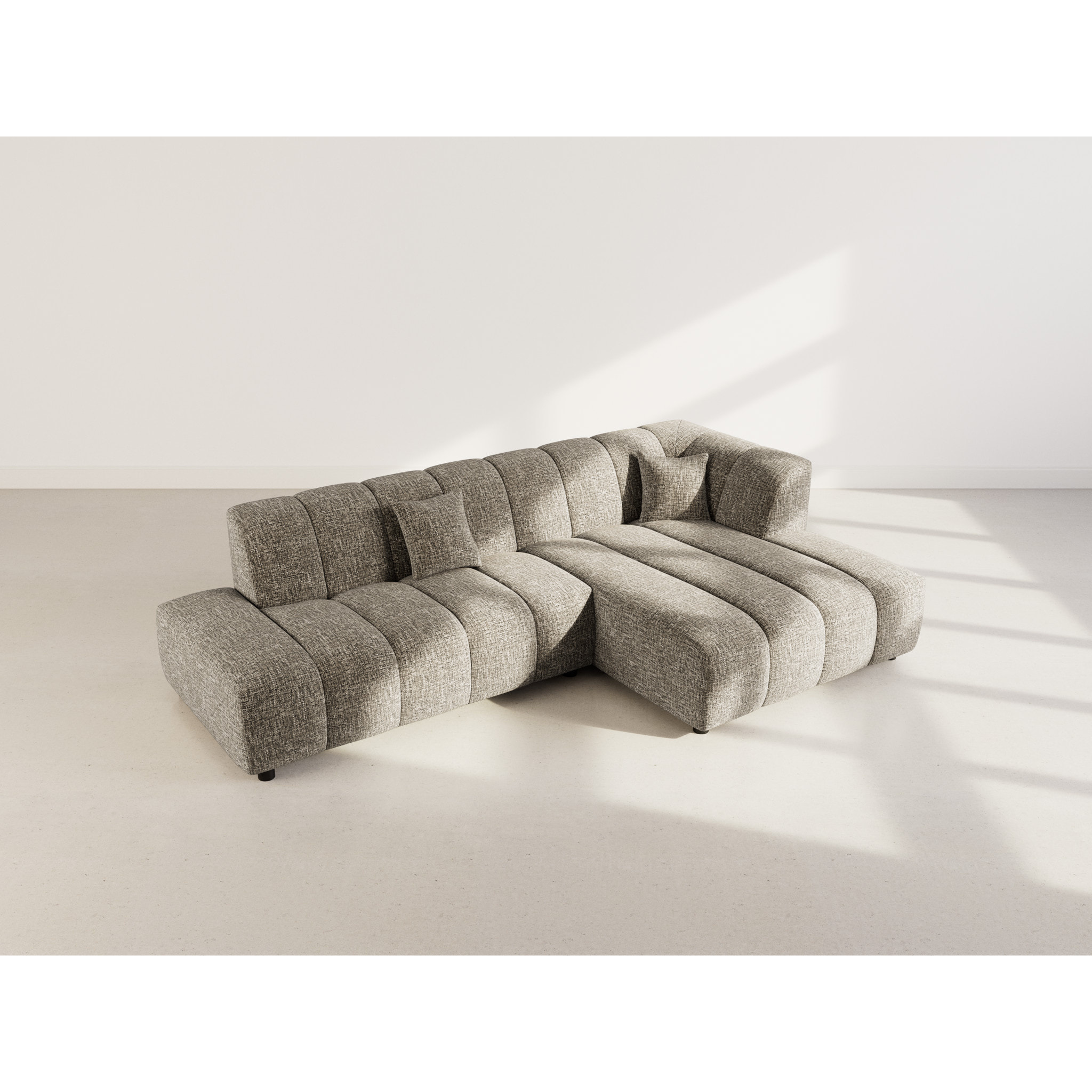 Curtis - canapé d'angle droit 4 places sans accoudoir en tissu texturé - Vert Olive